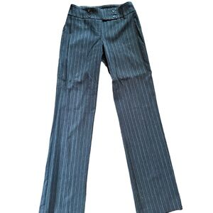Women's TALL Pull-on Straight Leg Dress Pants in Charcoal pinstripes. Size 8